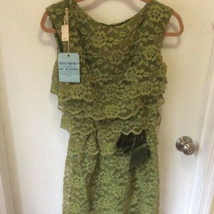 Vintage Harou  California green lace tiered dress
